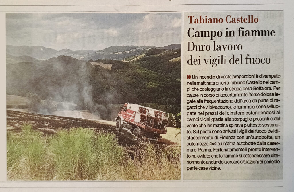 Fiamme a Tabiano Castello